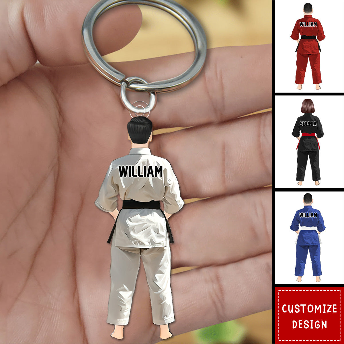 Personalized Boy Girl Black Belt Keychain -Gifts For Karate,Jiu Jitsu,Judo,Taekwondo Lovers