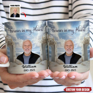 Memorial Upload Photo Heaven Gate Sky, In Loving Memory Personalized Mug