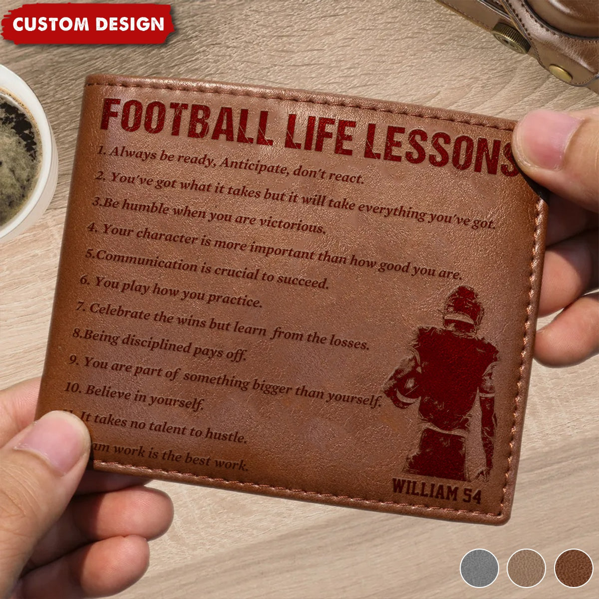 Personalized American Football Leather Wallet - Gift American Football Lovers