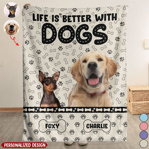 Life Is Better With Dogs-Personalized Photo Blanket