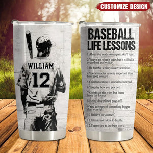 Personalized Baseball Life Lessons Tumbler - Gift For Baseball Lovers