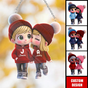 Personalized Cartoon Couple Window Hanging Suncatcher