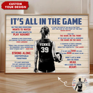 It's All In The Game - Personalized Boy Girl Volleyball Poster - Gift For Volleyball Lovers