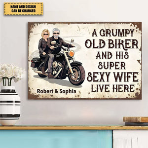 Grumpy Biker And His Wife - Gift For A Biker - Personalized Custom Poster