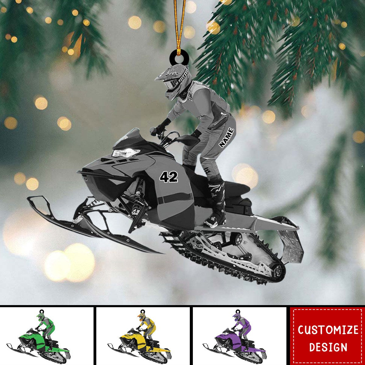 Personalized Snowmobile Acrylic Christmas Ornament - Gift For Snowmobile Lovers