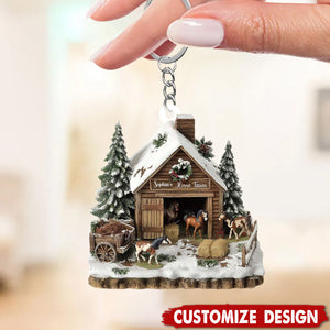 Personalized Horse Barn Keychain - Gifts For Horse Lover