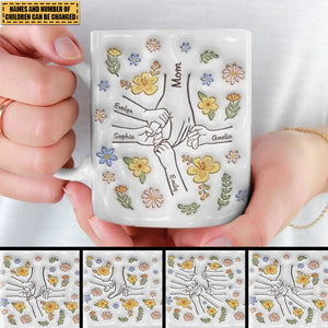 You Hold Our Hands, Also Our Hearts - Family Personalized Custom 3D Inflated Effect Printed Mug - Gift For Mom, Grandma