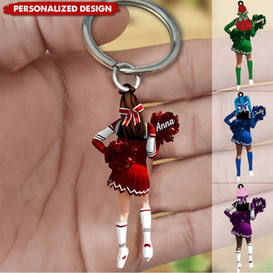 Personalized Cheerleading Pom pom Girl Keychain-Gift For Cheerleading Lovers - 2024 New Release