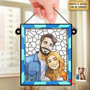 Custom Photo Love You More Every Day - Couple Personalized Window Hanging Suncatcher