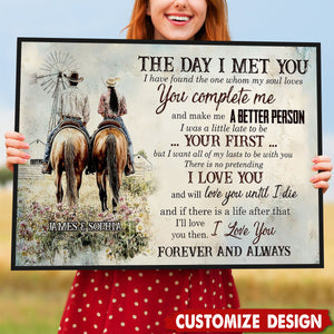 The Day I Met You-Personalized Cowboy Cowgirl Couple Poster-Gift For Rodeo-Loving Couple