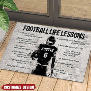 Personalized American Football Life Lessons Doormat - Gift For American Football Lovers