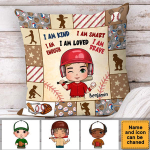 Personalized Gift For Grandson Baseball I Am Kind Kids Pillow