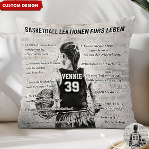 Personalisiertes Basketball-Lebenslektionskissen-Geschenk für Basketball-Liebhaber