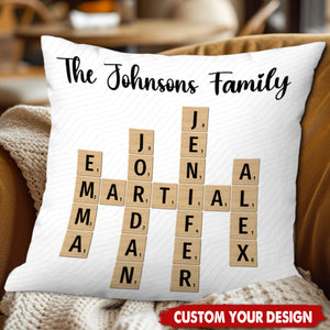 Personalized Family Crossword Puzzle Art Pillow