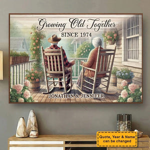 Personalized Gift For Old Couple Sitting Together Poster