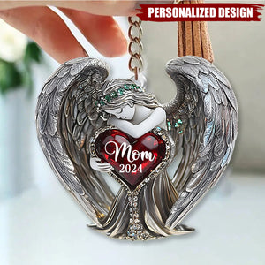 Angel Wings-Personalized Memorial Keychain-Gift For Friend Or Family