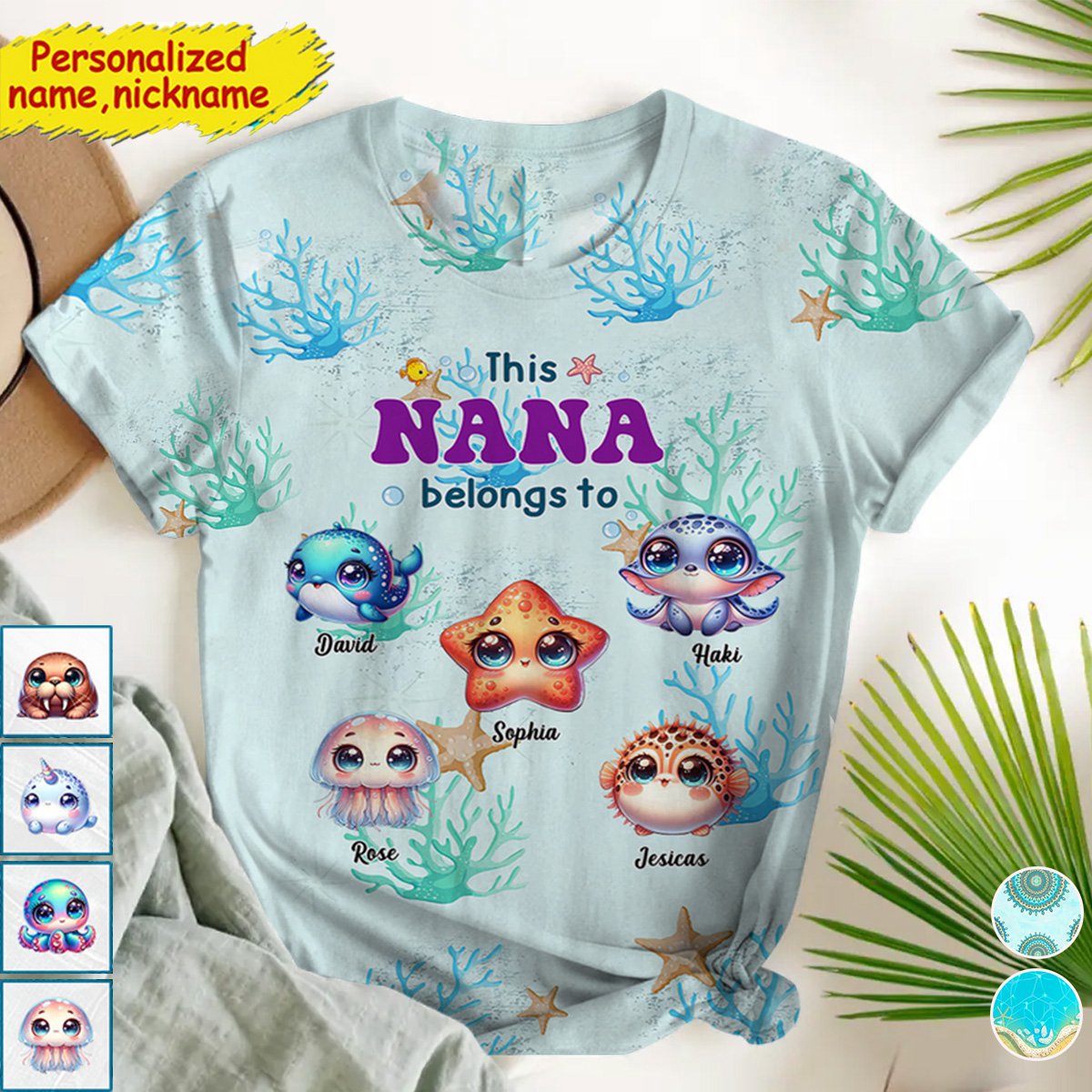 This Grandma Blong To - Grandkids And Name, Love Ocean, Gift For Mom - Personalized 3D T-shirt