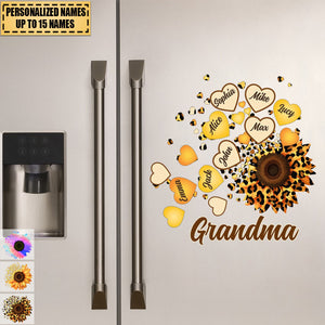 Grandma Mom Kids Sunflower - Gift For Mother, Grandmother - Personalized Sticker Decal