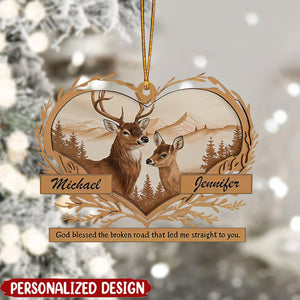 Personalized Deer Love Mountains Ornament - Gift For Couple, 2024 New Release Christmas Gift