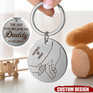 The Day You Became My Mummy/Daddy - Gift For Mom/Dad - Personalized Stainless Steel Keychain