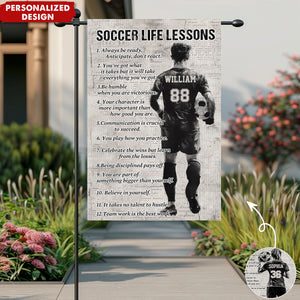 Soccer Life Lessons–Personalized Garden Flag-Gift For Soccer Lovers,Soccer Girls