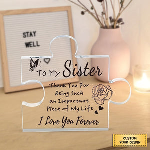 I Love You Forever - Personalized Puzzle Shaped Acrylic Plaque - Gift for Mom/Besties/Sister/Friends/Couples/Family