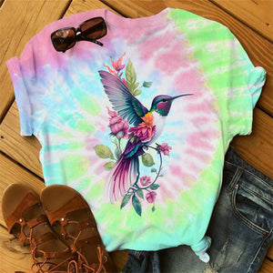 Hummingbird Tie Dye Shirt, Gift For Bird Lovers