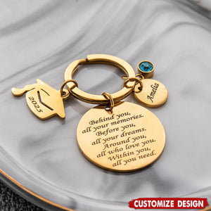 Behind You All Your Memories - Graduation Personalized Keychain