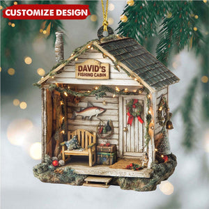 Personalized Dreamy Fishing Cabin Christmas Ornament -  Gift For Fishing Lovers