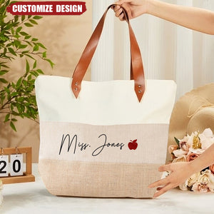 Personalized Teacher Canvas Tote Bag -  Gift For Teacher