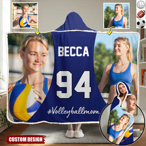 Personalized Photo Wearable Blanket Hoodie - Gift For Volleyball,Soccer,Football Lovers