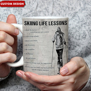 Personalized Skiing Life Lessons Mug-Gift For Skiing Lovers