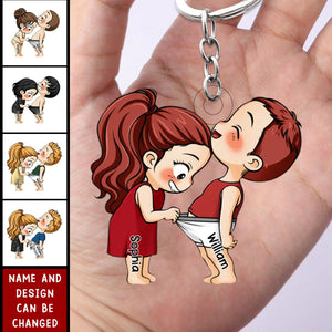 Personalized couple doll  Acrylic Keychain-Gift For Husband Wife, Anniversary