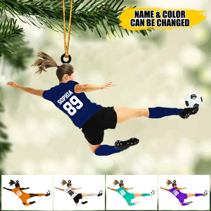 Custom Personalized Girl Soccer Player Acrylic Ornament, Gift For Girl Soccer Players