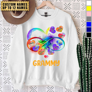 Grandma Grandkids Infinity Love Family Gift Heart Rainbow Personalized Sweatshirt