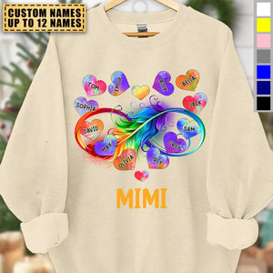 Grandma Grandkids Infinity Love Family Gift Heart Rainbow Personalized Sweatshirt