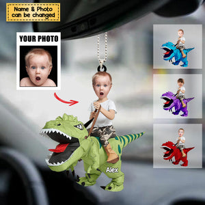 Gift For Kid, Dinosaur Custom Image Upload Acrylic Christmas / Car Hanging Ornament