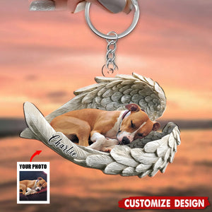 In Angel Wings - Personalized Memorial Keychain, Gift For Pet Lovers