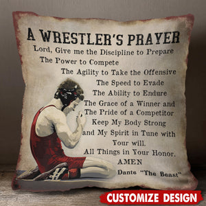 A Wrester's Prayer - Personalized Wrestling Pillow - Gift For Wrestling Lovers