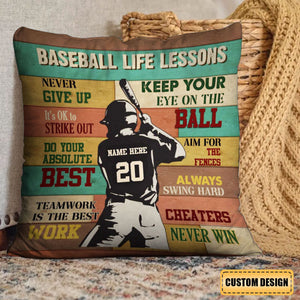 Personalized Baseball Life Lessons Pillow-Gift For Baseball Player