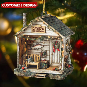 Personalized Dreamy Fishing Cabin Christmas Ornament -  Gift For Fishing Lovers