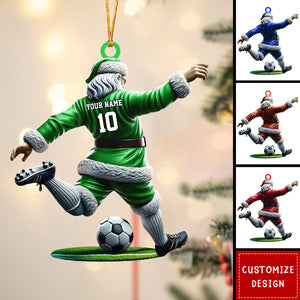 Personalized Soccer Kick Santa Christmas Ornament-2024 New Release