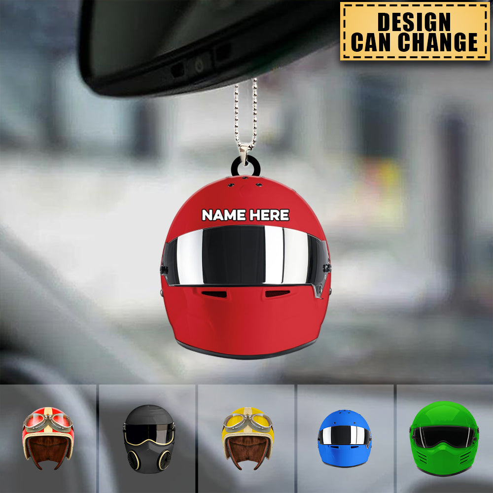 Personalized Drag Racing Helmet Acrylic Car / Christmas Ornament - Gift For Racing Lover