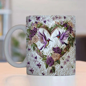 Petal Heart Hummingbird Mug - Gift For Bird Lovers