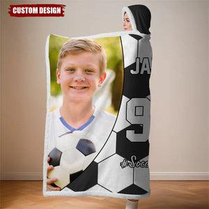 Personalized Photo Wearable Blanket Hoodie - Gift For Soccer,Volleyball,Football Lovers