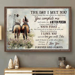 The Day I Met You-Personalized Cowboy Cowgirl Couple Poster-Gift For Rodeo-Loving Couple