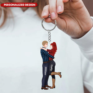 To My Wife Meeting You Was Fate-Personalized Couple Cowboy Keychain