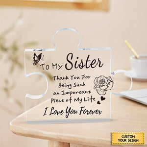 I Love You Forever - Personalized Puzzle Shaped Acrylic Plaque - Gift for Mom/Besties/Sister/Friends/Couples/Family