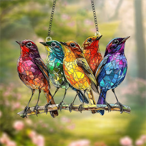 Five Colored Robins Suncatchers-Gift for Bird Lovers,Garden Enthusiasts,Family,Friends