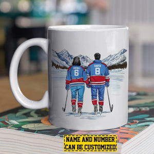 Hockey Partners For Life-Personalized Hockey Couple Mug-Gift For Hockey-Loving Couple